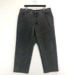 Lands' End Men's Size 44 Washed Grey Flannel Lined 100% Cotton Straight Jeans